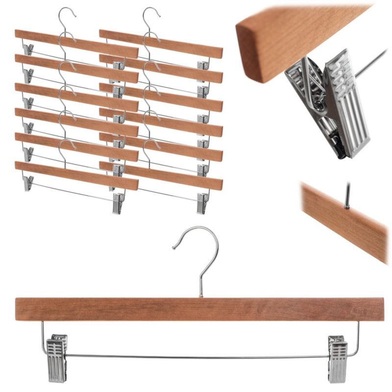 Wieszak KADAX drewniany Pablo z klipsami Brązowy 12 szt.