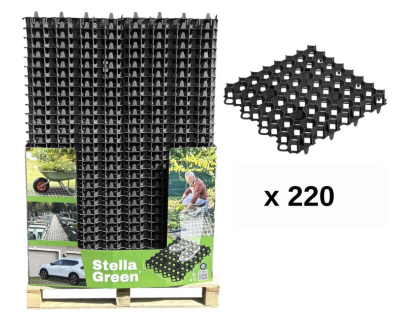 ZESTAW 220szt kratka trawnikowa 500x500x40 CZARNA