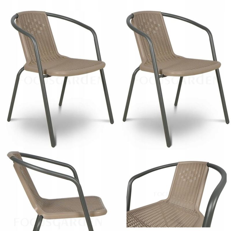 Zestaw Krzesło Ogrodowe Focus Garden Simple Cappucino na Taras Metal Komplet 2 szt