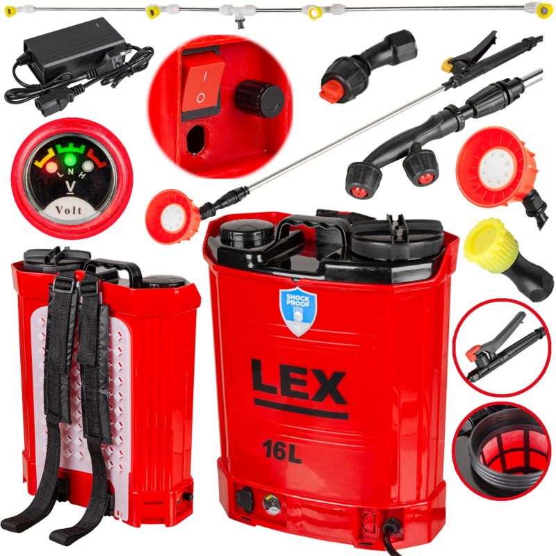 Opryskiwacz Ciśnieniowy Plecakowy Akumulatorowy LEX 16L 12V 1szt.