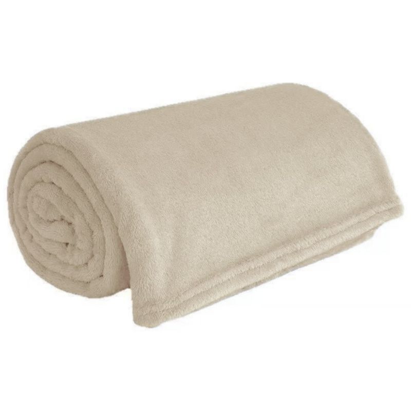 Koc Cosy Stof beżowy poliester 160x200 cm 1 szt.