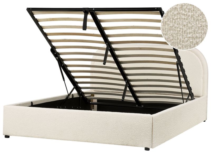 Łóżko z pojemnikiem Boucle Quillien 140 x 200 cm Jasnobeżowy 1 szt.