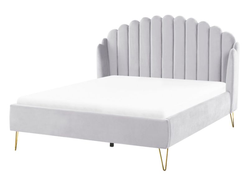 Łóżko welurowe 140 x 200 cm szare Ambillou 1 szt.