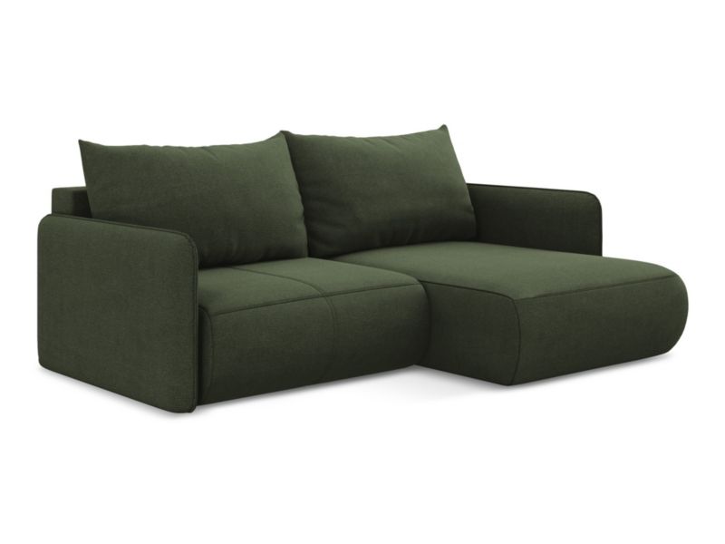 Narożnik prawostronny z funkcją spania LaMiaSofa PALERMO z tkaniny strukturalnej 207x148 cm oliwkowy 1 szt.
