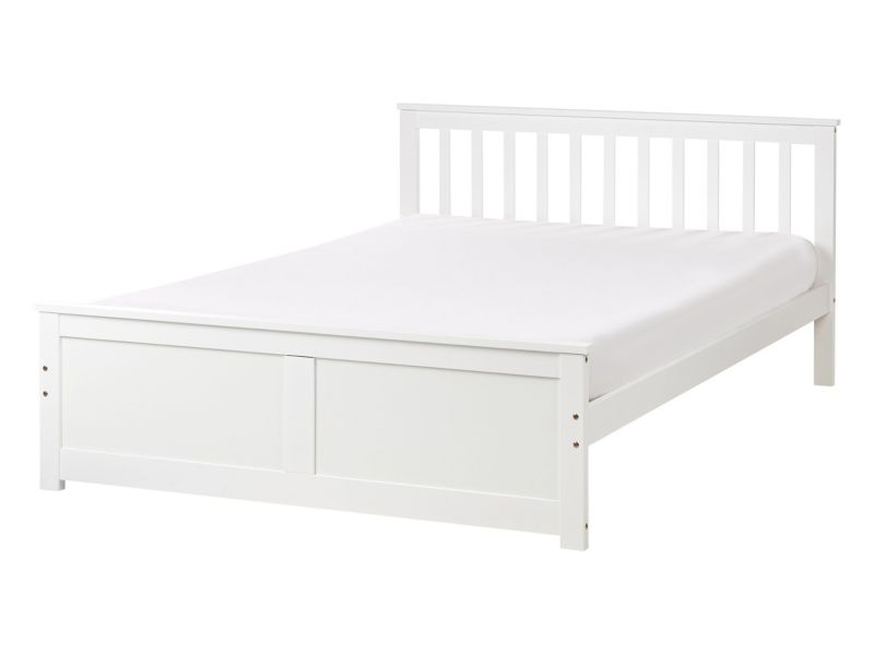 Łóżko Olendon 140 x 200 cm Drewno Biały 1 szt.