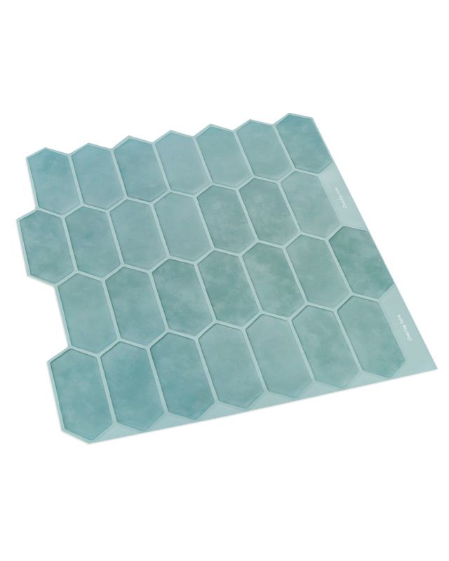 Kafelki ścienne samoprzylepne płytki Mazovia 30,5 x 30,5 cm odporne na zachlapania, geometryczne Niebieskie 10 szt.