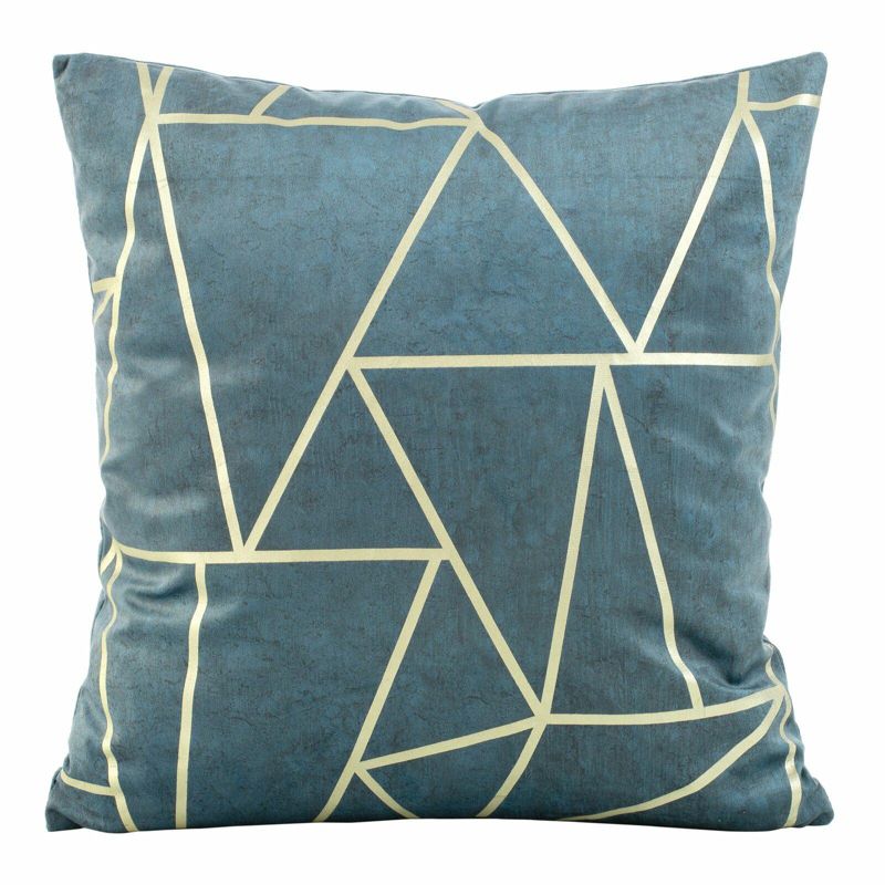 Poszewka BLINK 29 Eurofirany 45 x 45 cm niebieska welwetowa z nadrukiem geometrycznym 1 szt.