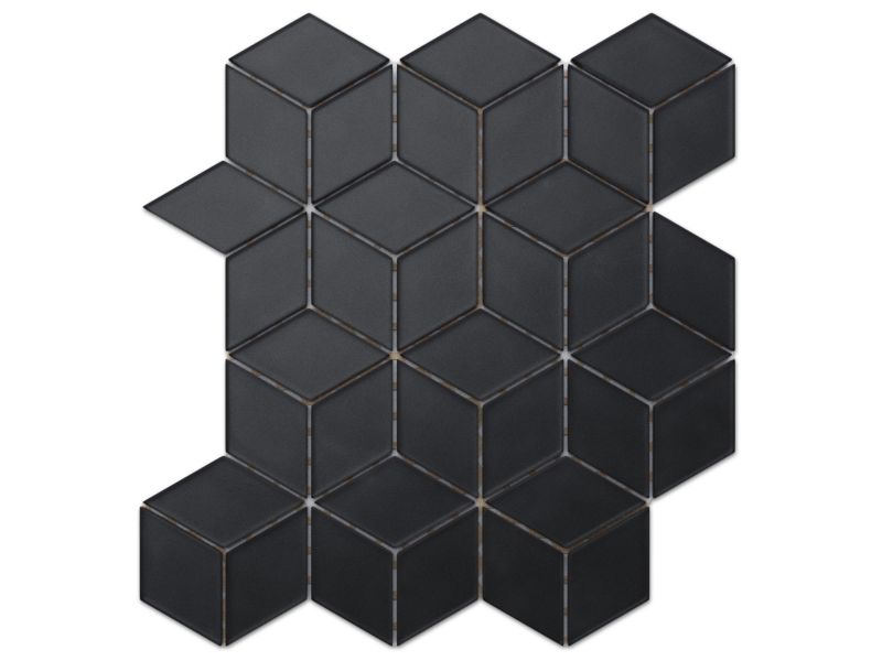 Mozaika szklana Ilcom romb diamond czarna nero soft black 26.5 x 30.5 cm 1 szt.