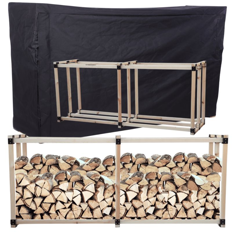 Stojak na drewno kominkowe MODO24 wiata z pokrowcem drewutnia 2,2 m3 1 szt.