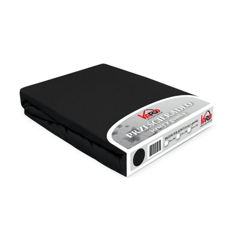 Prześcieradło jersey z gumką KARO 140x200 czarne 1 szt.