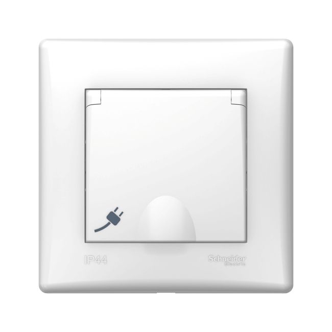 Gniazdo pojedyncze Schneider Electric Sedna IP44 z uziemieniem białe