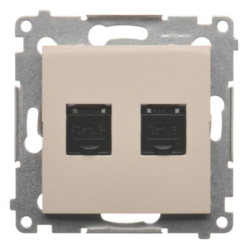Gniazdo Komputerowe Podwójne RJ45 Kat 6 2X Kontakt Simon 54 Kremowy 1 szt.