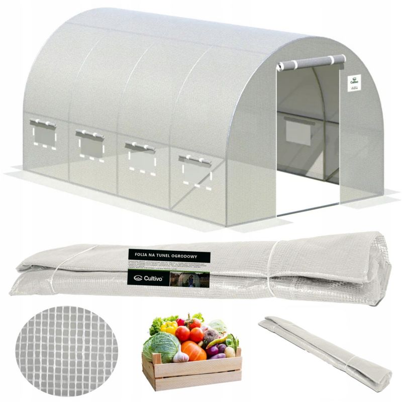 Folia Cultivo Poszycie Na Tunel Ogrodowy Szklarnia 2,5x4x2 Uv4 Biały Mocna 1 szt