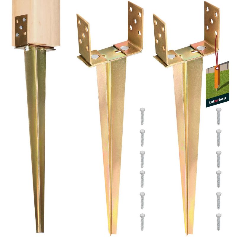 Podstaw słupa KOTARBAU regulowana wbijana do gruntu złota 0-160 mm 2 szt.