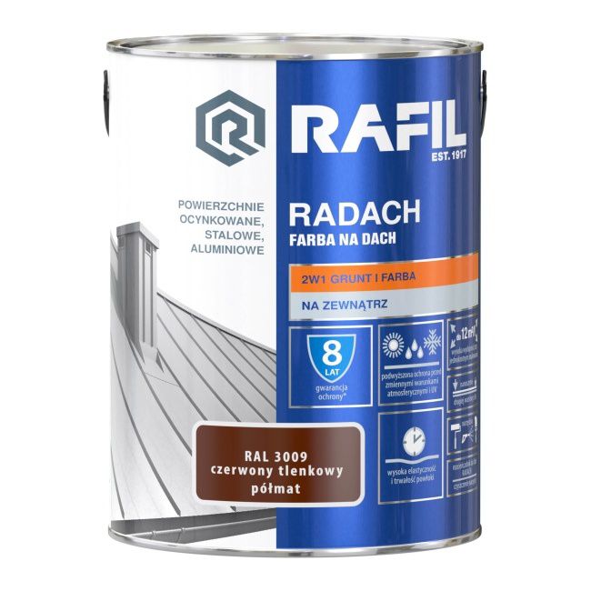 Farba na dach Rafil Radach czerwony tlenkowy RAL3009 5 l