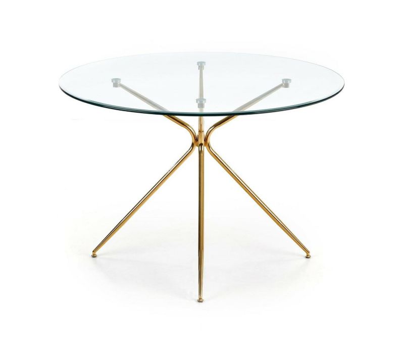 Stół Dore INTESI stół okrągły do jadalni do salonu szklany transparentny złoty 110 cm 1 szt.