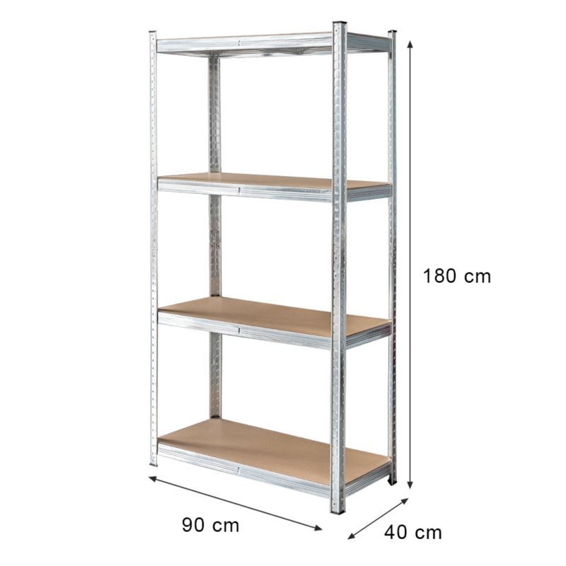 Regał Mega-M Basic metalowy magazynowy 180x90x40 cm 4 półki z MDF 175kg ocynk 1szt.