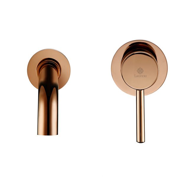 Bateria umywalkowa Lauferi RONNA mosiężna ścienna różowe złoto retro 1 szt.