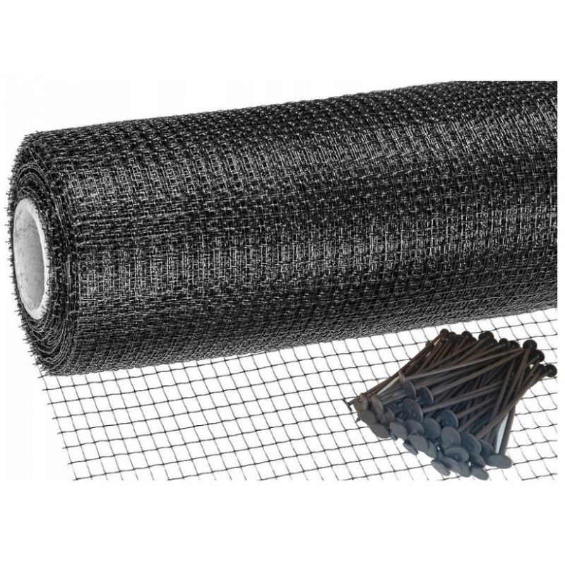 Siatka na krety WovTex 2x50m przeciw kretom pod trawnik PREMIUM 40g mocna UV+ Polski Producent + KOŁKI 50szt 1 kpl.