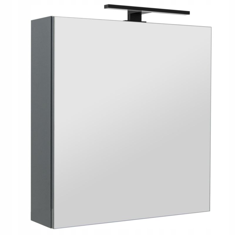 Szafka łazienkowa z lustrem MyFurni, 60 cm, antracytowa połysk, oświetlenie LED, wisząca, lustrzana, 1 kpl.