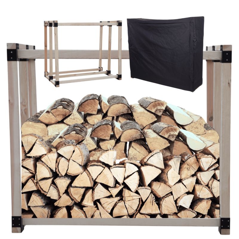 Stojak na drewno kominkowe MODO24 wiata z pokrowcem drewutnia 1,1 m3 1 szt.