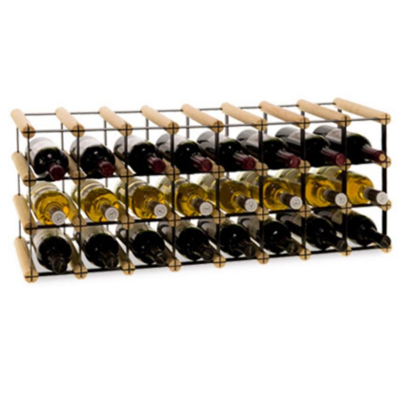 Stojak na wino MODO24 na butelki PET szafka duży eko na 24 butelki czarny metal drewno naturalne 1 szt.
