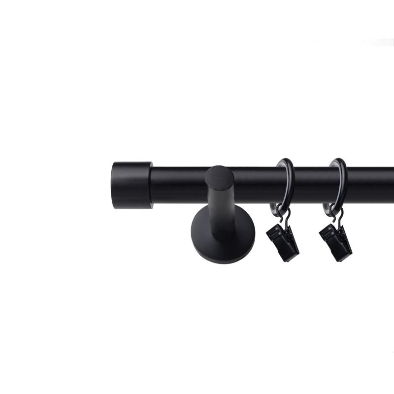 Karnisz pojedynczy Naokienko metalowy 360 cm fi 19 czarny mat zaślepka premium 1 szt.