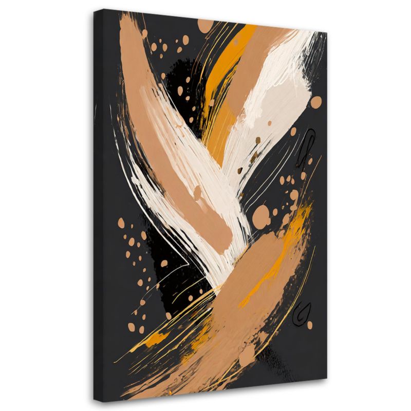 Obraz do salonu Feeby Abstrakcja Pędzle Beżowy Ciemne Tło 60x90cm 1szt