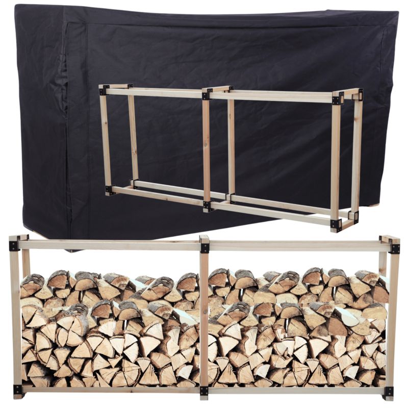 Stojak na drewno kominkowe MODO24 wiata z pokrowcem drewutnia 1,1 m3 1 szt.