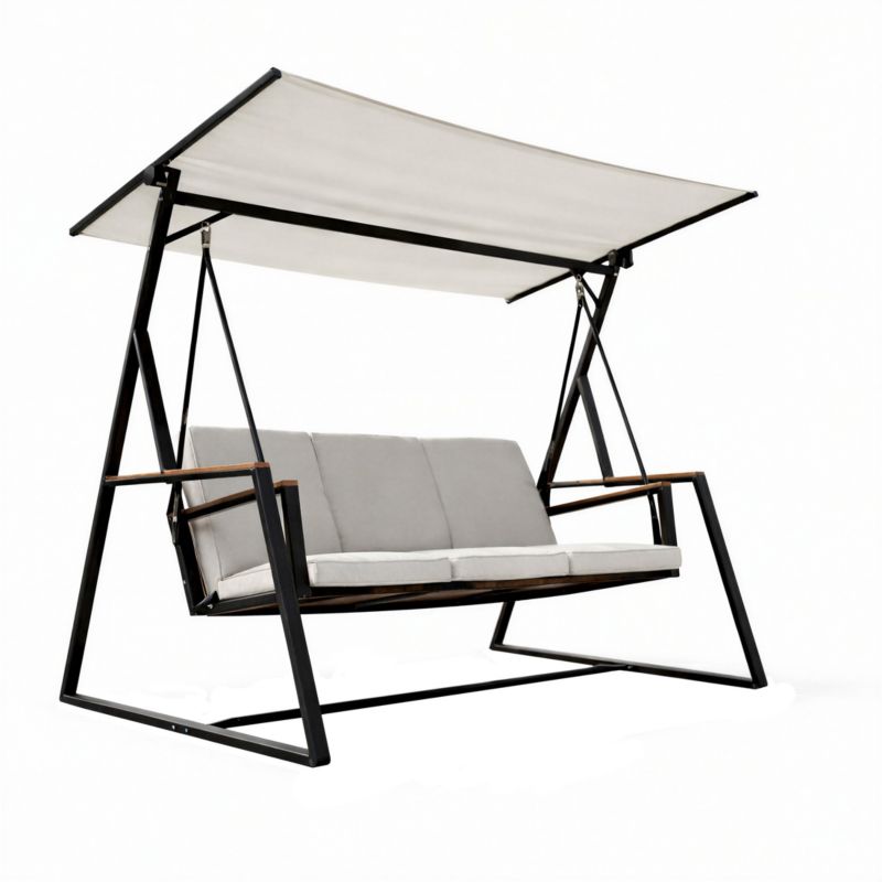 Huśtawka ogrodowa JUMI 3-osobowa bujana z daszkiem duża metalowa wolnostojąca 1 szt.