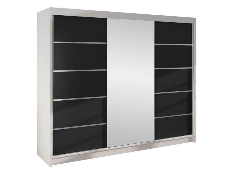 Szafa MIRJAN 24 z drzwiami przesuwnymi Derby VI biały/czarny 1 szt.