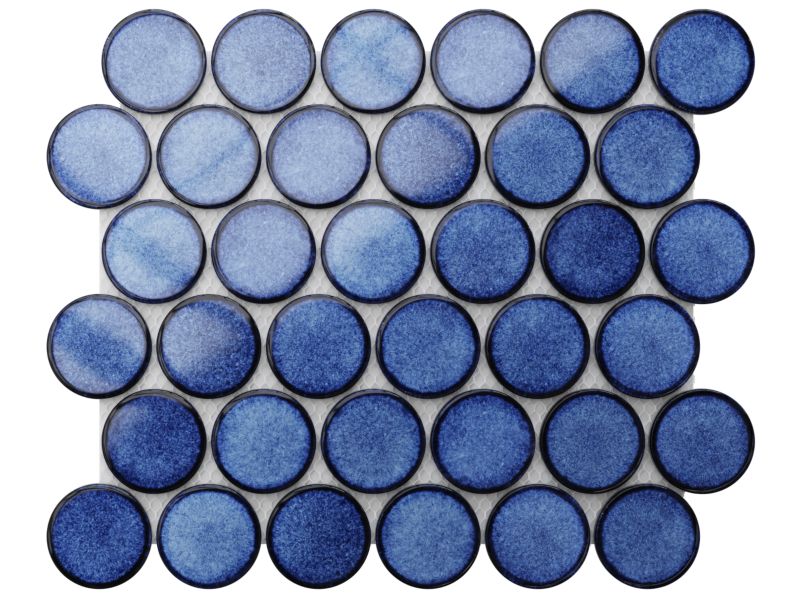 Mozaika ceramiczna Ilcom Circle Dots royal blue niebieska 30.6 x 26.5 cm 1 szt.
