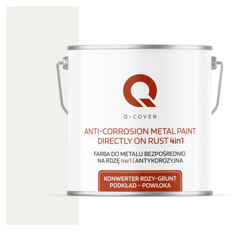 Farba do Metalu Prosto na Rdzę 4w1 Q-Cover Biały drogowy RAL9016 Mat 5L