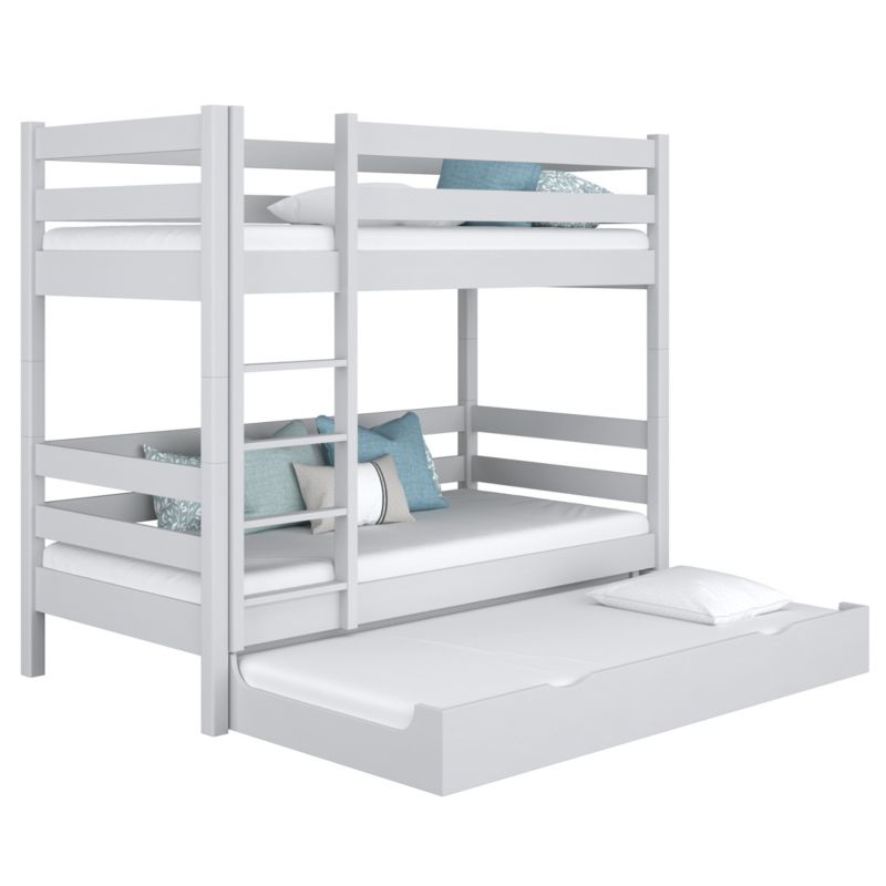 Drewniane łóżko N-WOOD piętrowe z szufladą na materac N01 popielaty 90x200 1szt.