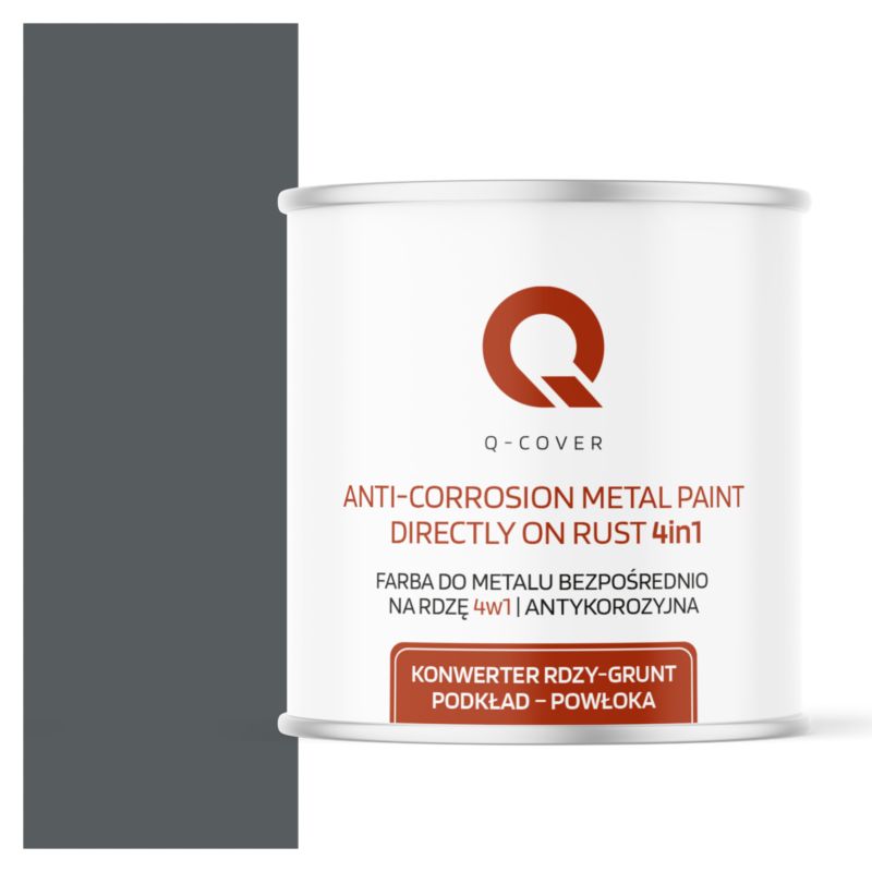 Farba do Metalu Prosto na Rdzę 4w1 Q-Cover Szary bazaltowy RAL7012 Satyna 2.5L