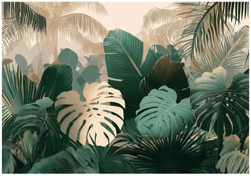 Fototapeta WALLARENA Do Sypialni Salonu Winylowa Liście Natura Dżungla Zielony 400x280 cm 16318VX8 1 szt.