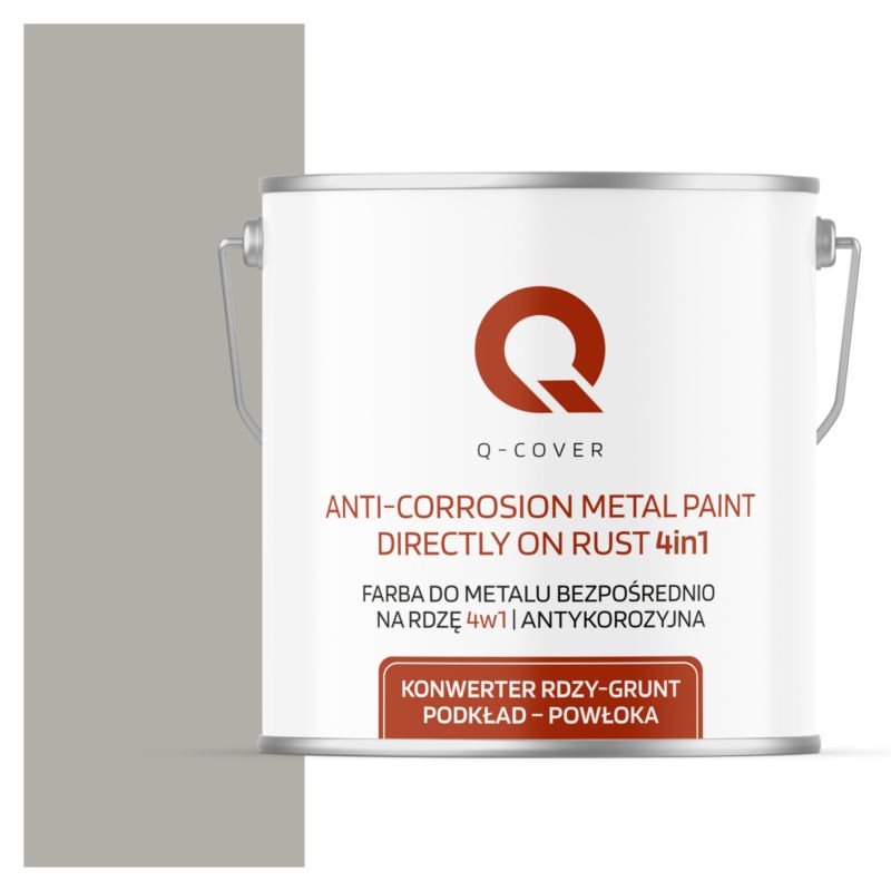 Farba do Metalu Prosto na Rdzę 4w1 Q-Cover Szary agatowy RAL7038 Wysoki Połysk 5L