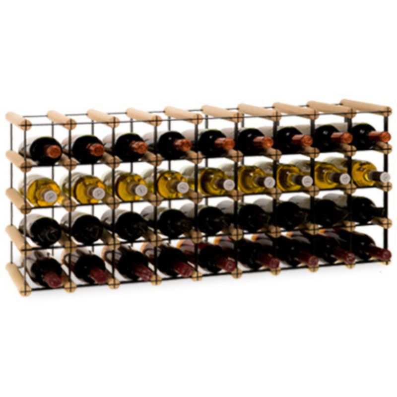 Stojak na wino MODO24 na butelki PET szafka wielki eko na 36 butelek czarny metal drewno naturalne 1 szt.