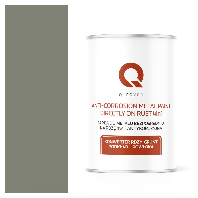 Farba do Metalu Prosto na Rdzę 4w1 Q-Cover Cementowy szary RAL7033 Mat 1L