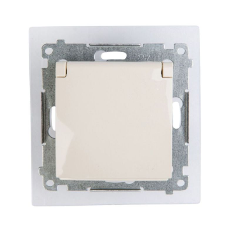 Gniazdo Pojedyncze 1X Simon 54 Kremowe z Klapką 1 szt.