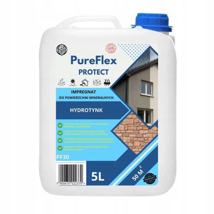 Impregnat do elewacj i tynków silikonowych, betonu, piaskowca PureFlex hydrofobowy 5L