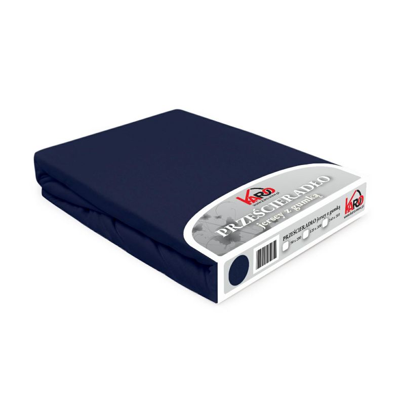 Prześcieradło jersey z gumką KARO 140x200 granatowe 1 szt.