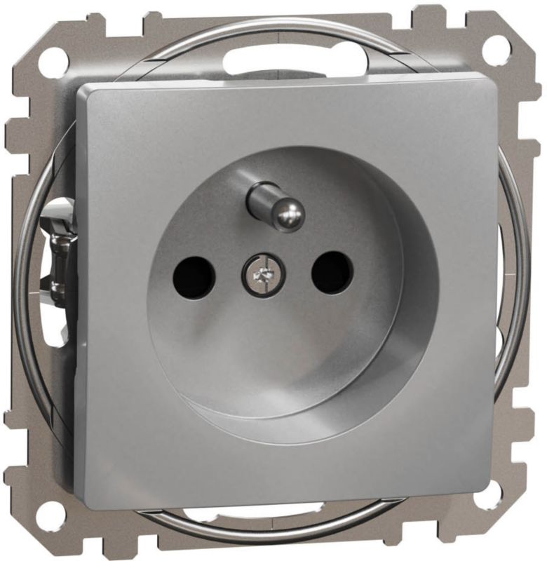 Gniazdo pojedyncze Schneider Electric Sedna Design&Elements z przesłoną aluminium