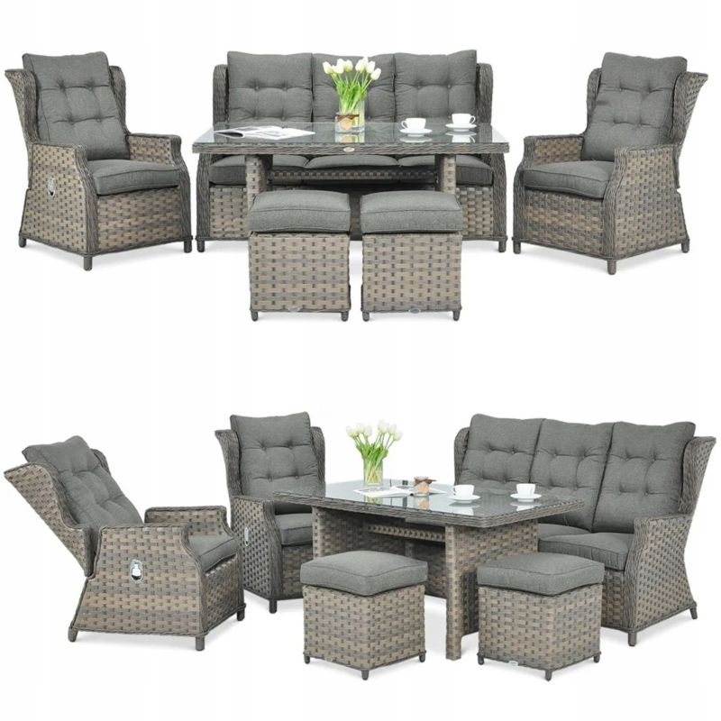 Zestaw Mebli Ogrodowych Technorattan BALTIMORE Stół Fotel na Taras melange 1 szt