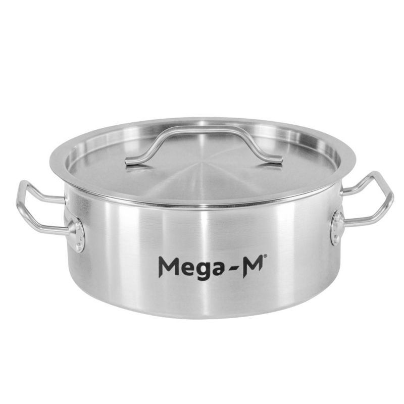 Garnek Mega-M Standard gastronomiczny niski ze stali nierdzewnej AISI 443 z pokrywką 5l 25x11 cm 1szt.