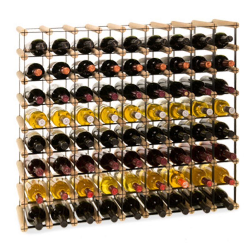 Stojak na wino MODO24 na butelki PET szafka wielki eko na 72 butelek czarny metal drewno naturalne 1 szt.