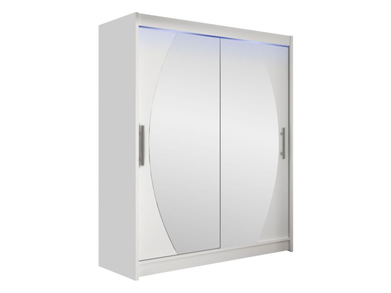 Szafa MIRJAN 24 z drzwiami przesuwnymi Presto VIII z oświetleniem RGB biały/lustro 1 szt.