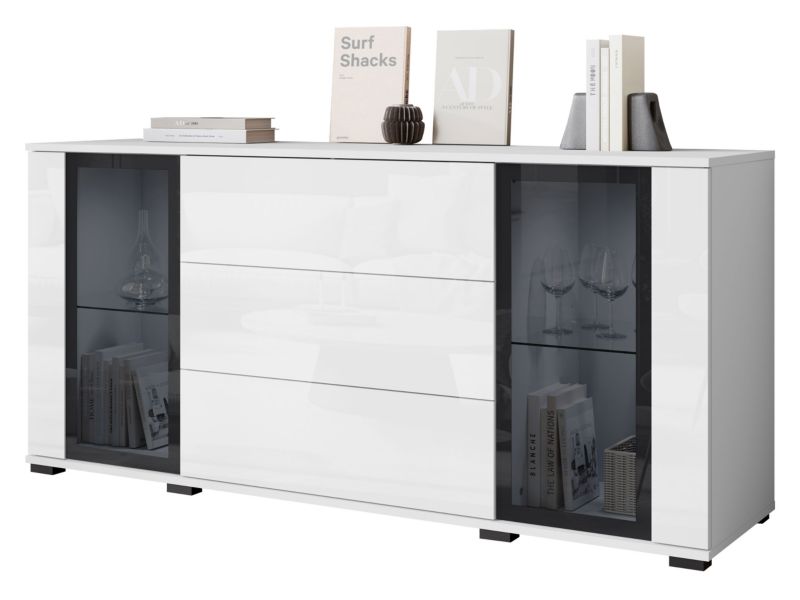 Komoda MIRJAN 24 Caro SB 150 2D3S biały / biały połysk 1 szt.