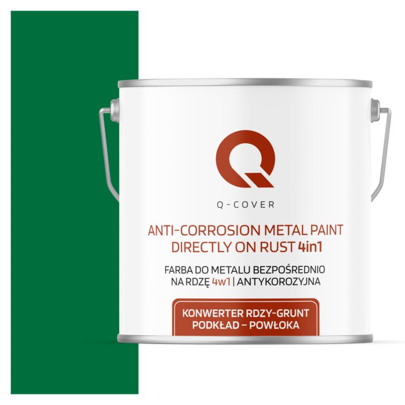 Farba do Metalu Prosto na Rdzę 4w1 Q-Cover Zielony RAL6029 Satyna 5L