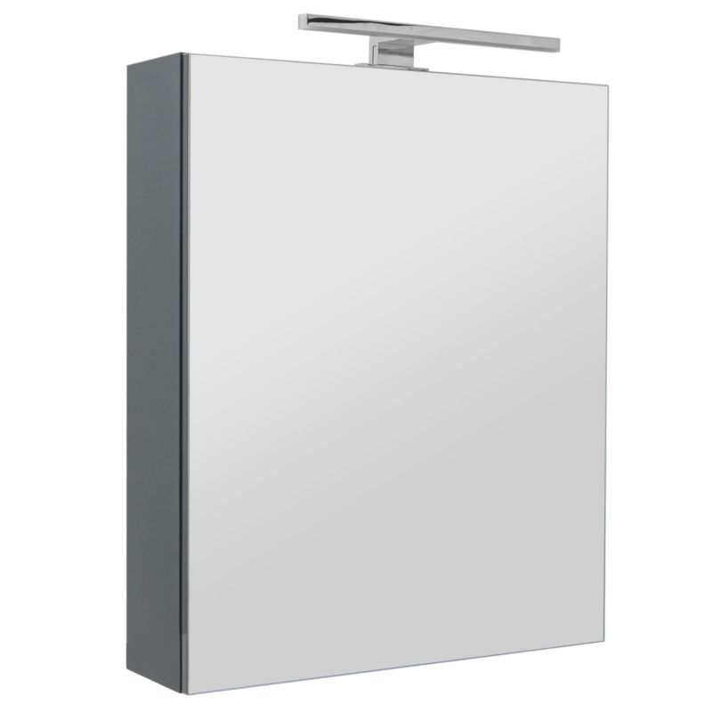 Szafka łazienkowa z lustrem MyFurni, 50 cm, antracytowa połysk, oświetlenie LED, wisząca, lustrzana, 1 kpl.